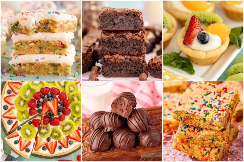 six desserts in a six image collage