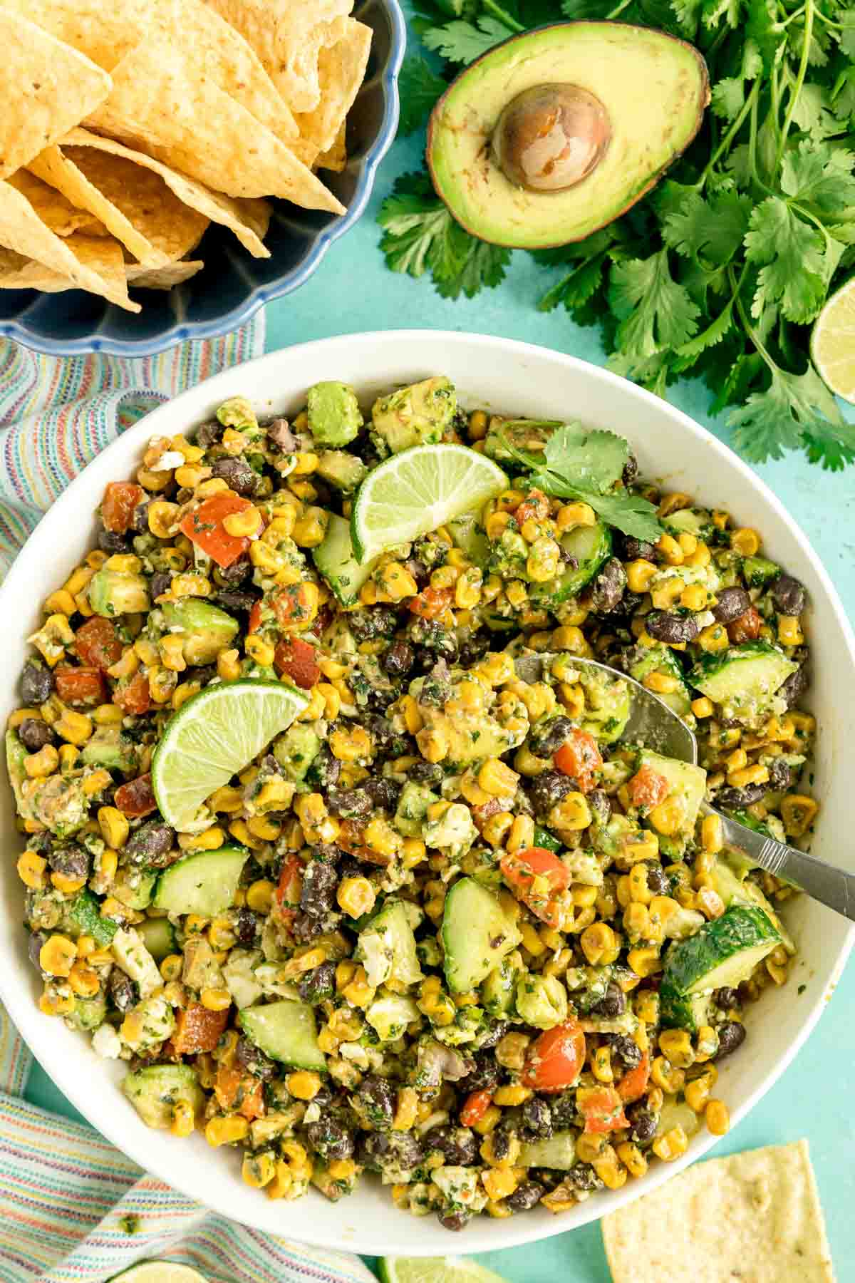 bowl of roasted corn salad