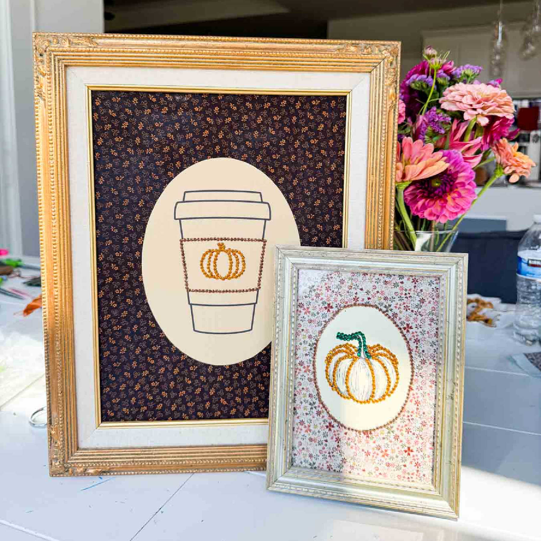 Framed Fall Fabric Sketch Craft Idea