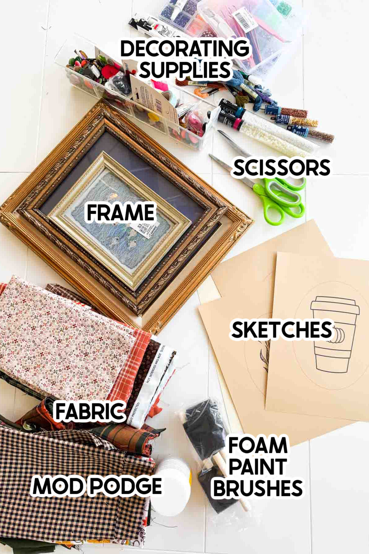 supplies to make fall framed sketches
