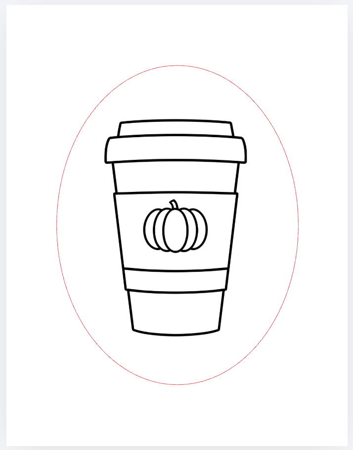 coffee cup sketch with red oval around it