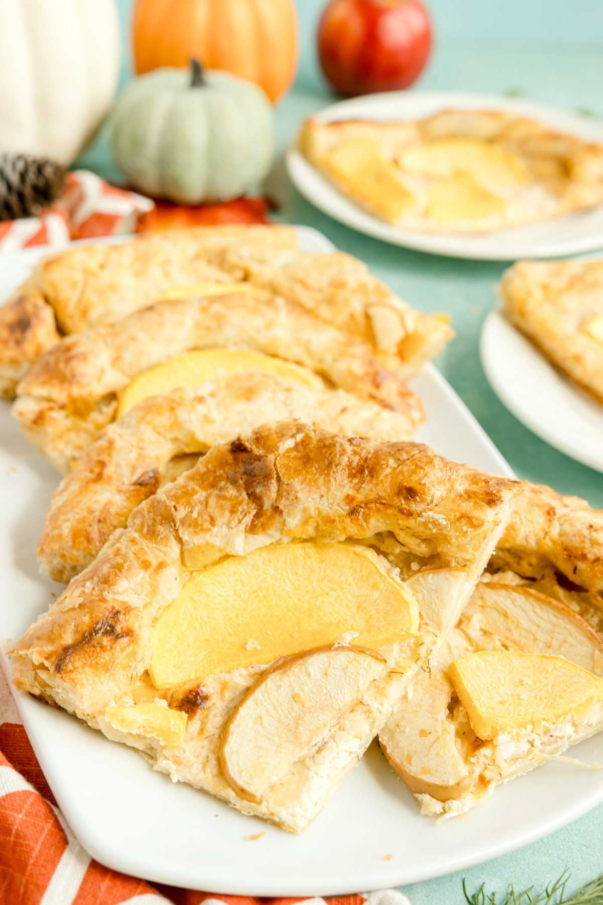 slices of butternut squash galette on a plate