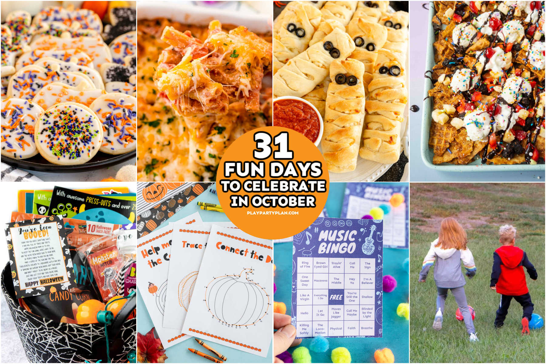 eight image collage showing festivities in October