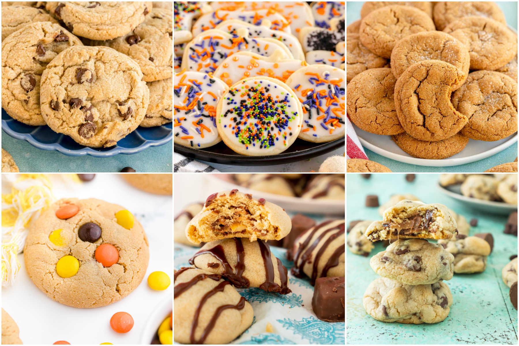 six image collage showing different homemade cookies