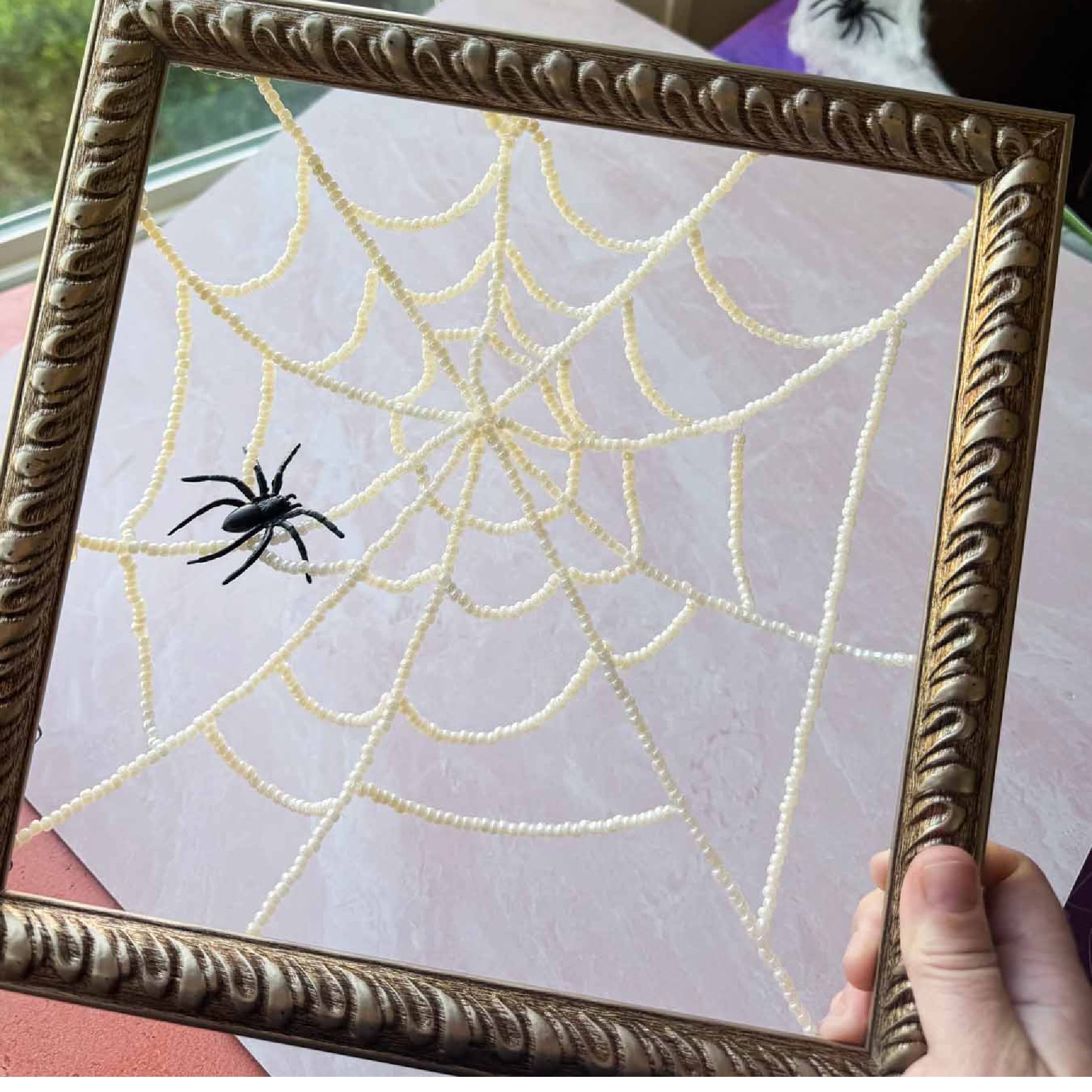 Halloween Beaded Spiderweb Craft