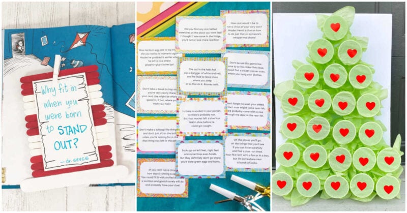collage of three images showing Dr. Seuss activities