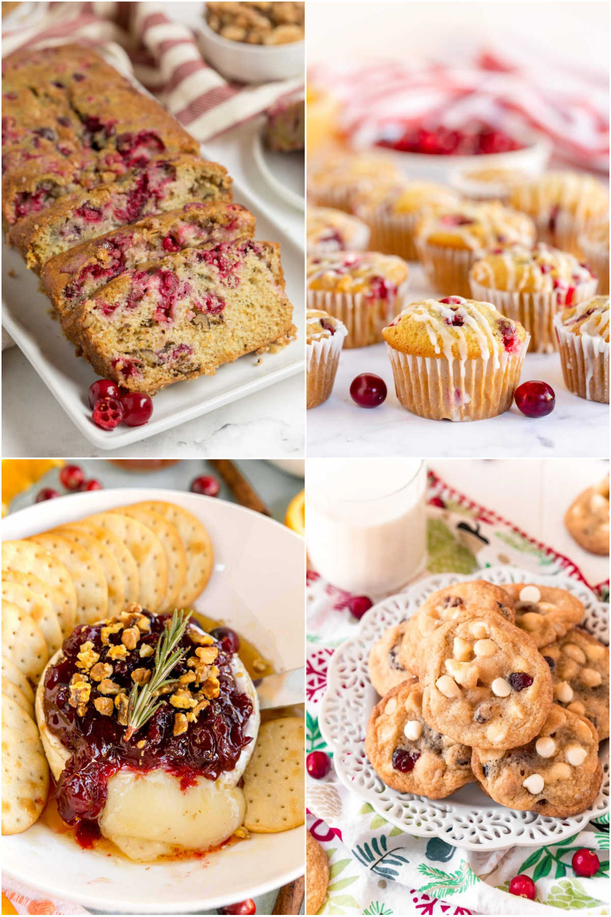 collage of four images showing cranberry recipes