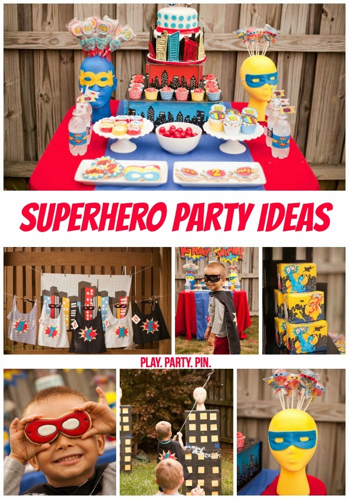 All sorts of superhero party ideas for your little superheroes from playpartyplan.com